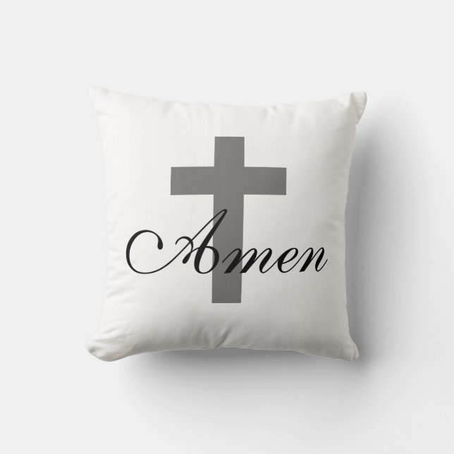 pretty AMEN with CROSS | Throw Pillow (Front)