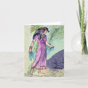 Pretty Ancient Egyptian Lady Purple Dress Palms Card