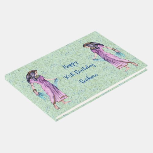 Pretty Ancient Egyptian Woman Birthday Green Blue Guest Book