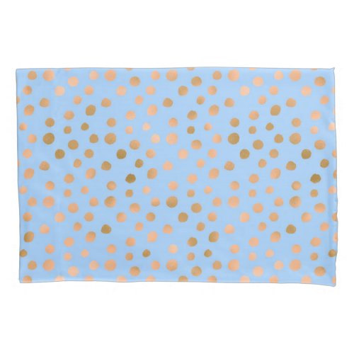 Pretty and Chic Blue and Rose Gold Polka Dots Pillow Case