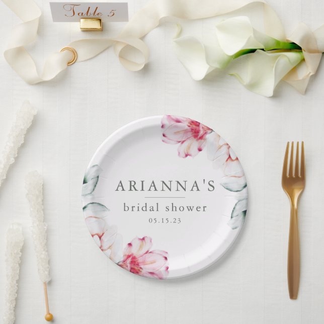 Pretty and Chic Floral Bridal Shower Lavender Paper Plates (Wedding)