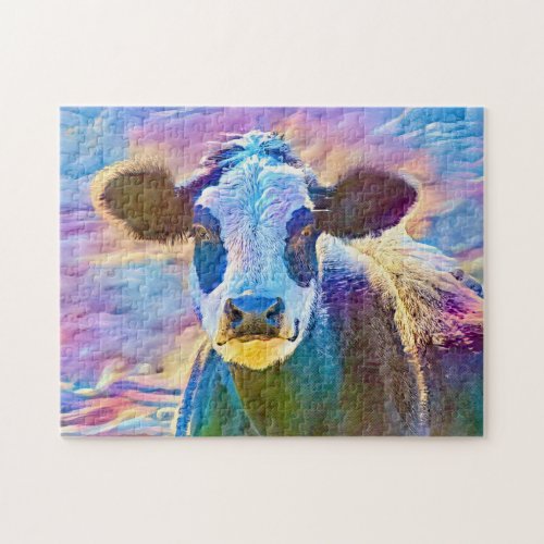 Pretty and Colorful Cow Art Puzzle