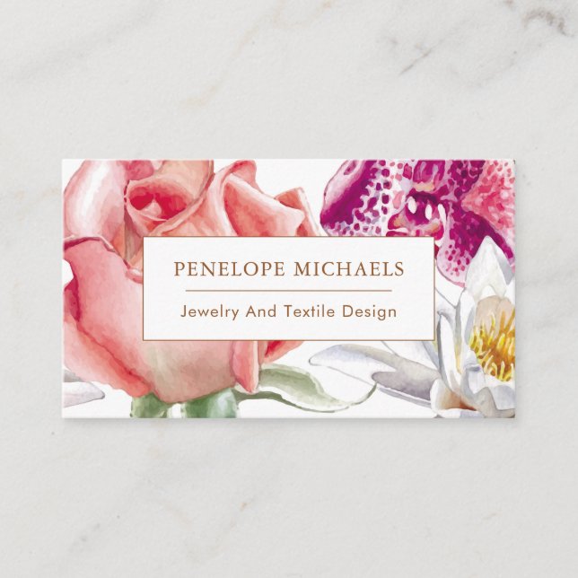 Pretty and Colorful Floral Business Card (Front)