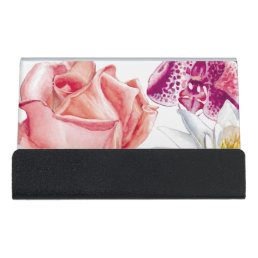Pretty and Colorful Floral Desk Business Card Holder