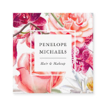 Pretty and Colorful Floral Square Business Card
