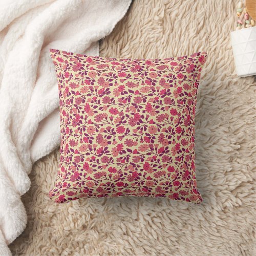 Pretty and Cute Vintage Flowers Pink Red Pillow