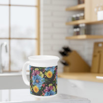 Pretty And  Dark Floral   Beverage Pitcher