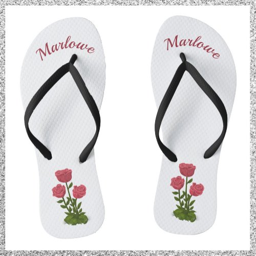 Pretty and Elegant Roses Flip Flops