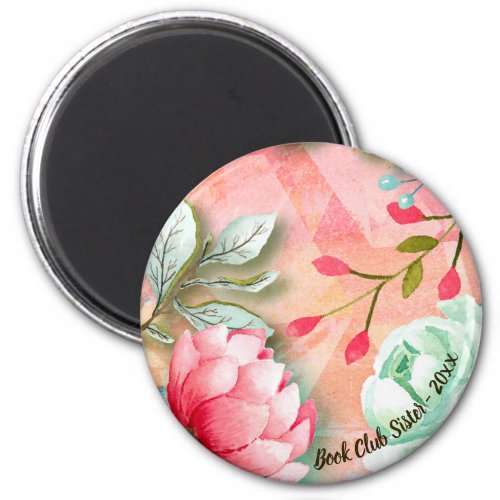 Pretty and Elegant Watercolor Flower Book Club Magnet
