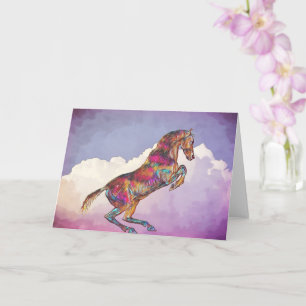 Pretty and Strong Colorful Horse Art Note Card