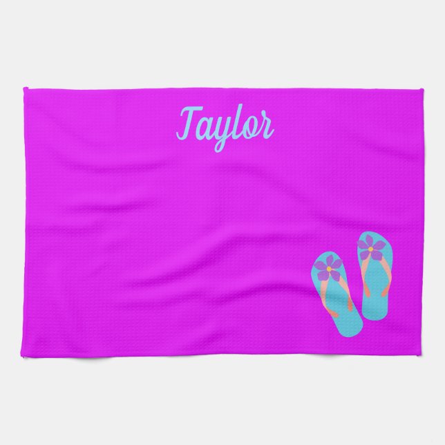 Pretty and Tropical Flip Flops Kitchen Towel (Horizontal)