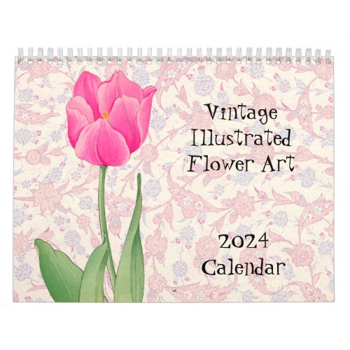 Pretty and Vintage Flower Art 2024 Calendar