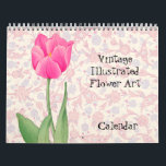 Pretty and Vintage Flower Art Calendar<br><div class="desc">This pretty calendar features vintage illustrated flowers and patterns re-created by me into colorful tones and design styles. These calendars are high quality and vibrant. You may choose other sizes and other options if desired. This unique calendar would make a great gift for a vintage lover or flower lover in...</div>