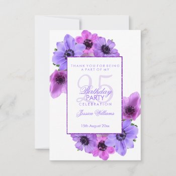 Pretty Anemones Floral 25th Birthday Thank You Card by Sarah_Designs at Zazzle