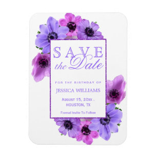 Pretty Anemones Floral Birthday Save The Date Magnet