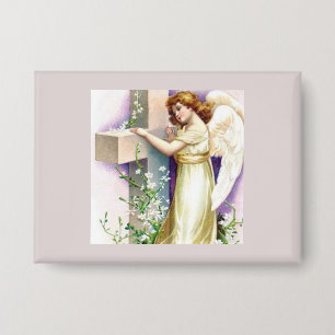 Pretty Angel And Cross Button
