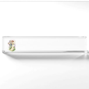 Pretty Angel And Cross Desk Name Plate