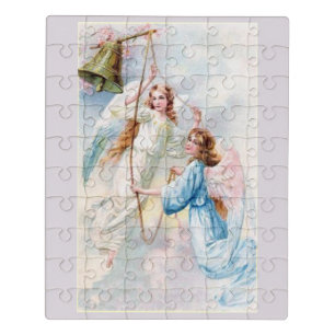 Pretty Angels With Bell Jigsaw Puzzle