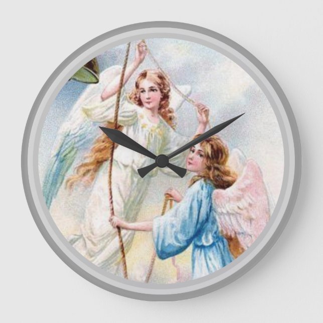 Pretty Angels With Bell Large Clock (Front)