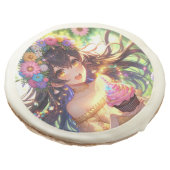Pretty Anime Birthday Girl Sugar Cookie (Angled)