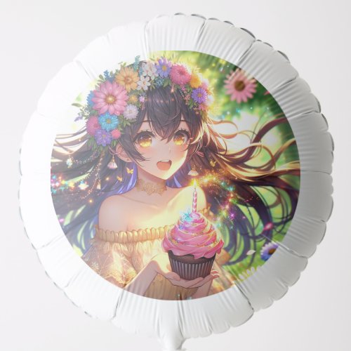 Pretty Anime Girl Birthday  Balloon
