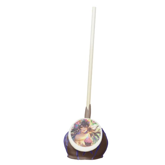 Pretty Anime Girl Birthday  Cake Pops (Front)