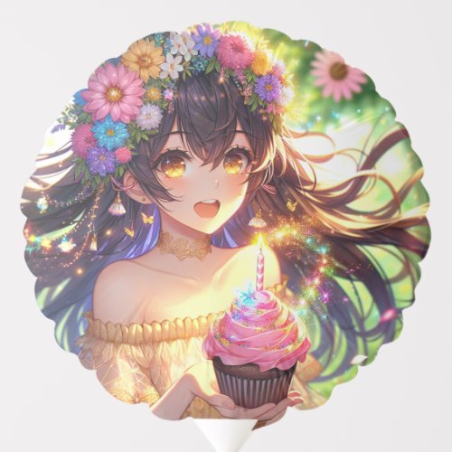 Pretty Anime Girl Birthday Personalized Photo Balloon
