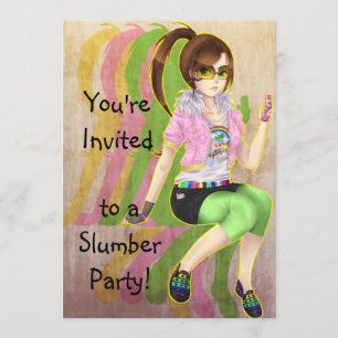 Pretty anime girl fashion victim party invitations
