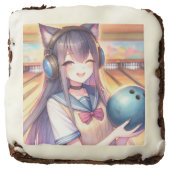 Pretty Anime Girl in Bowling Birthday Party Brownie (Front)