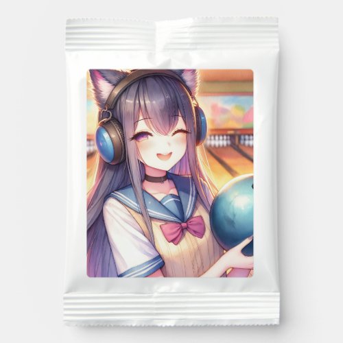 Pretty Anime Girl in Bowling Birthday Party Hot Chocolate Drink Mix