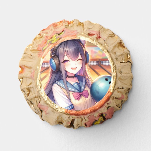 Pretty Anime Girl in Bowling Birthday Party Reese's Peanut Butter Cups (Front)