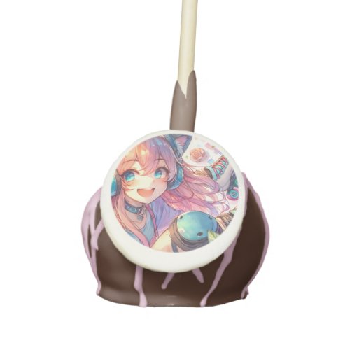 Pretty Anime Girl in Roller skates Birthday Party Cake Pops