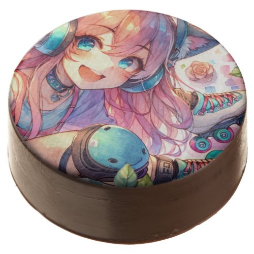 Pretty Anime Girl in Roller skates Birthday Party Chocolate Covered Oreo