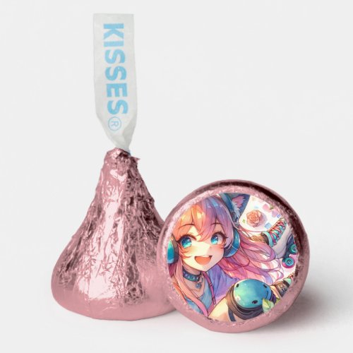 Pretty Anime Girl in Roller skates Birthday Party Hersheys Kisses