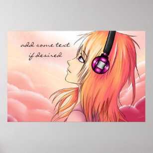 Girl Listening To Music Art Wall Decor Zazzle