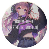 Pretty Anime Girl Personalized Birthday Chocolate Covered Oreo (Front)