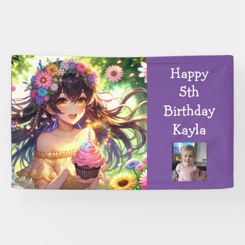 Pretty Anime Girl Photo Age and Name Birthday  Banner