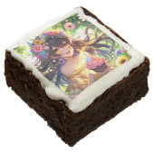 Pretty Anime Girl's Birthday Cupcake Brownie (Angled)