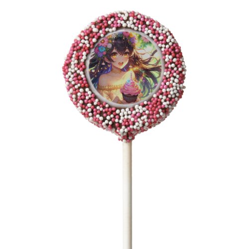 Pretty Anime Girls Birthday Cupcake Chocolate Covered Oreo Pop