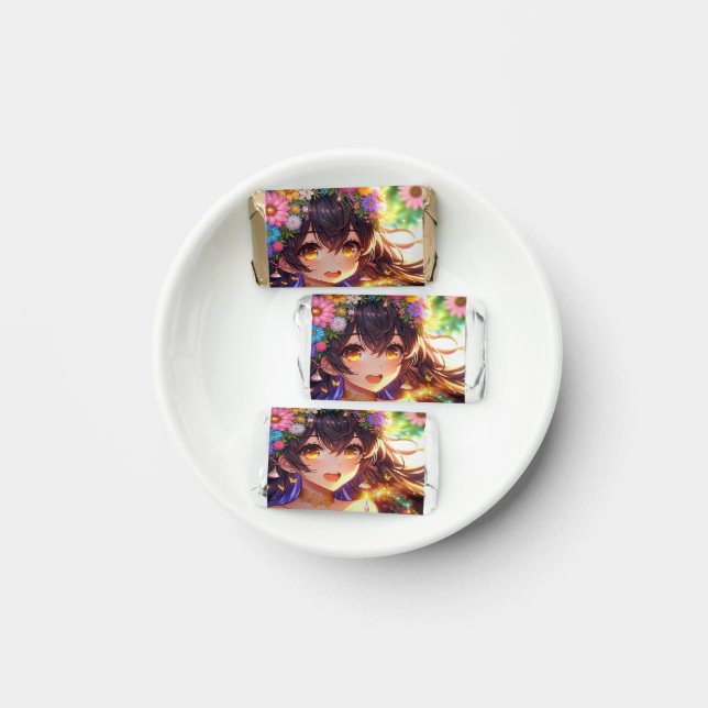 Pretty Anime Girl's Birthday Cupcake Hershey's Miniatures (Plate)