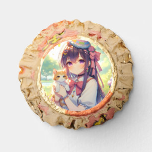 Pretty Anime Holding Kitten Girl's Birthday Reese's Peanut Butter Cups