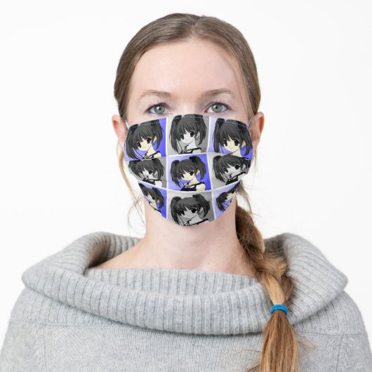 Pretty Anime/Manga Girl Adult Cloth Face Mask (Worn)