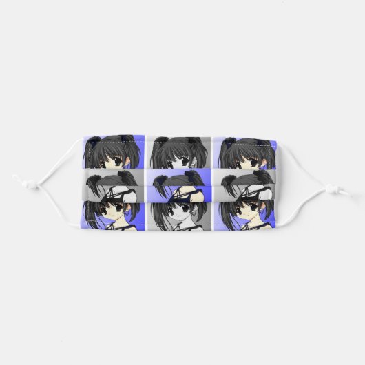 Pretty Anime/Manga Girl Adult Cloth Face Mask (Front, Folded)