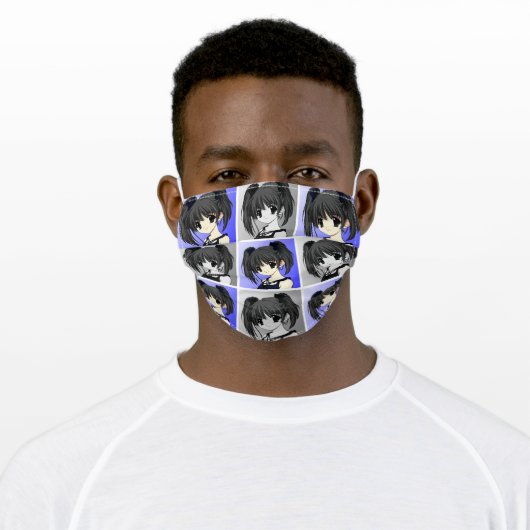 Pretty Anime/Manga Girl Adult Cloth Face Mask (Worn)