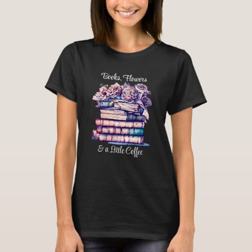 Pretty Antique Pile of Books and Vintage Roses T_Shirt