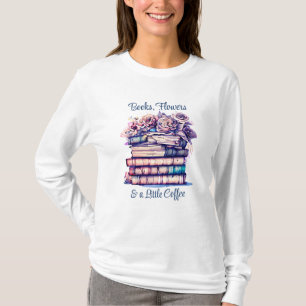Pretty Antique Pile of Books and Vintage Roses T-Shirt