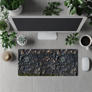 Pretty Antique Steampunk Metal Look Print Desk Mat