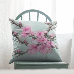 Pretty Apple Blossoms Throw Pillow