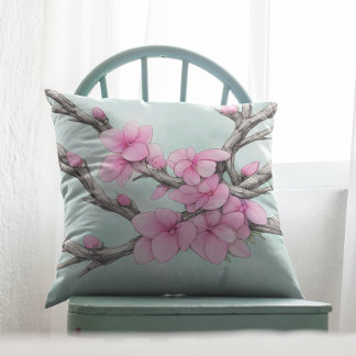 Pretty Apple Blossoms Throw Pillow