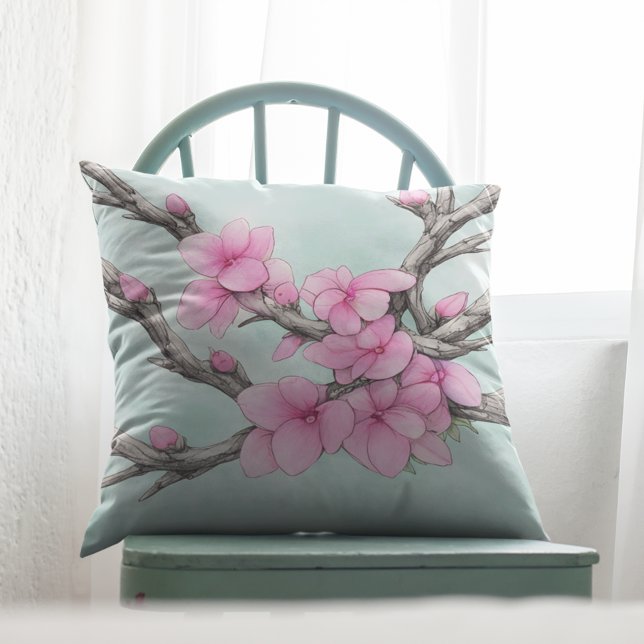 Pretty Apple Blossoms Throw Pillow (Creator Uploaded)